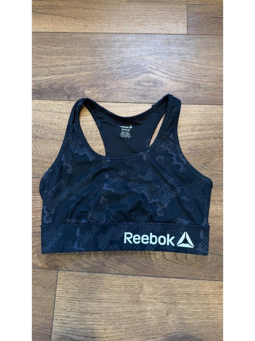 Reebok Women's Sport Bra Size Medium Black Abstract Print